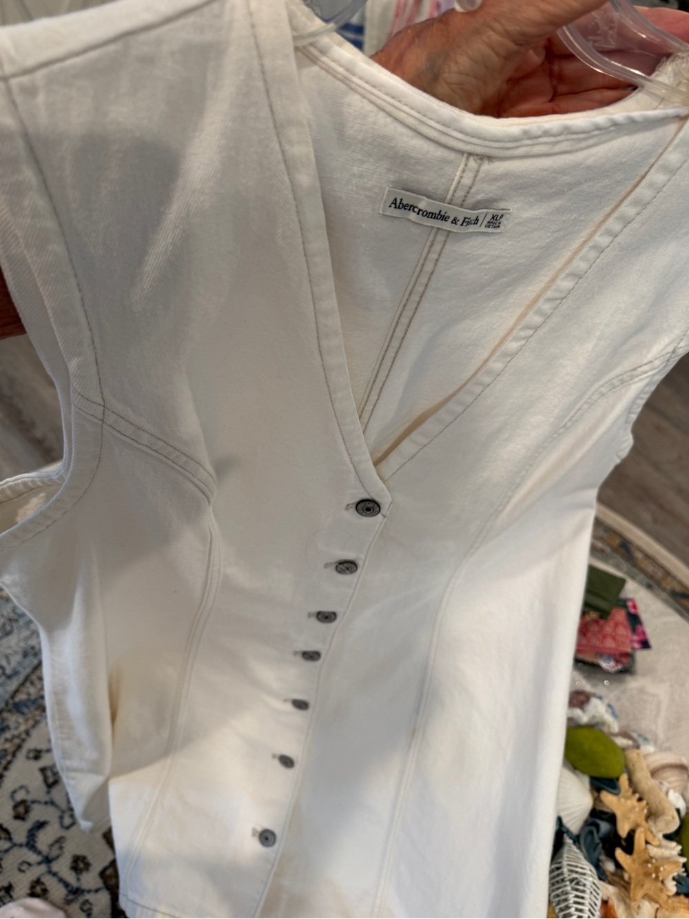 Light Beige Button denim Dress runs small - Picture 11 of 15